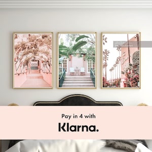 Beverly Hills Hotel Print Set: California Retro Decor, Pink Nursery Art