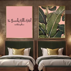 Beverly Hills Hotel Print Set, Banana Leaves Wall Decor, Gift For Her, Nursery Wall Art, California Home Decor, Teen Room Wall Art