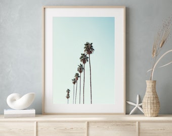 Santa Monica Beach Print: Metallic Palm Tree Wall Art