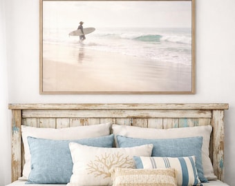 Surfing Poster Coastal Wall Art Beach Cowboy Surfer Print Ocean Wave Photography Western Wall Art