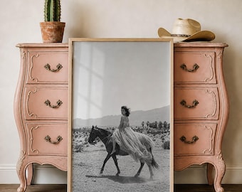 Western Ava Gardner Horse Poster Palm Springs Desert Cowgirl Wall Art
