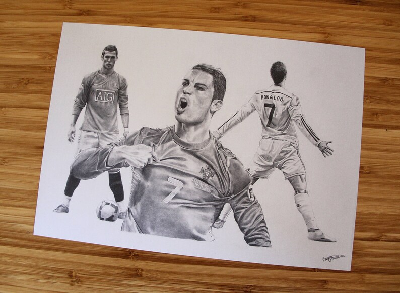 Cristiano Ronaldo A4/A5 Print of an Original Drawing by Robert J ...