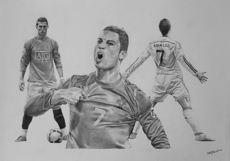 Cristiano Ronaldo A4/A5 Print of an Original Drawing by Robert J ...