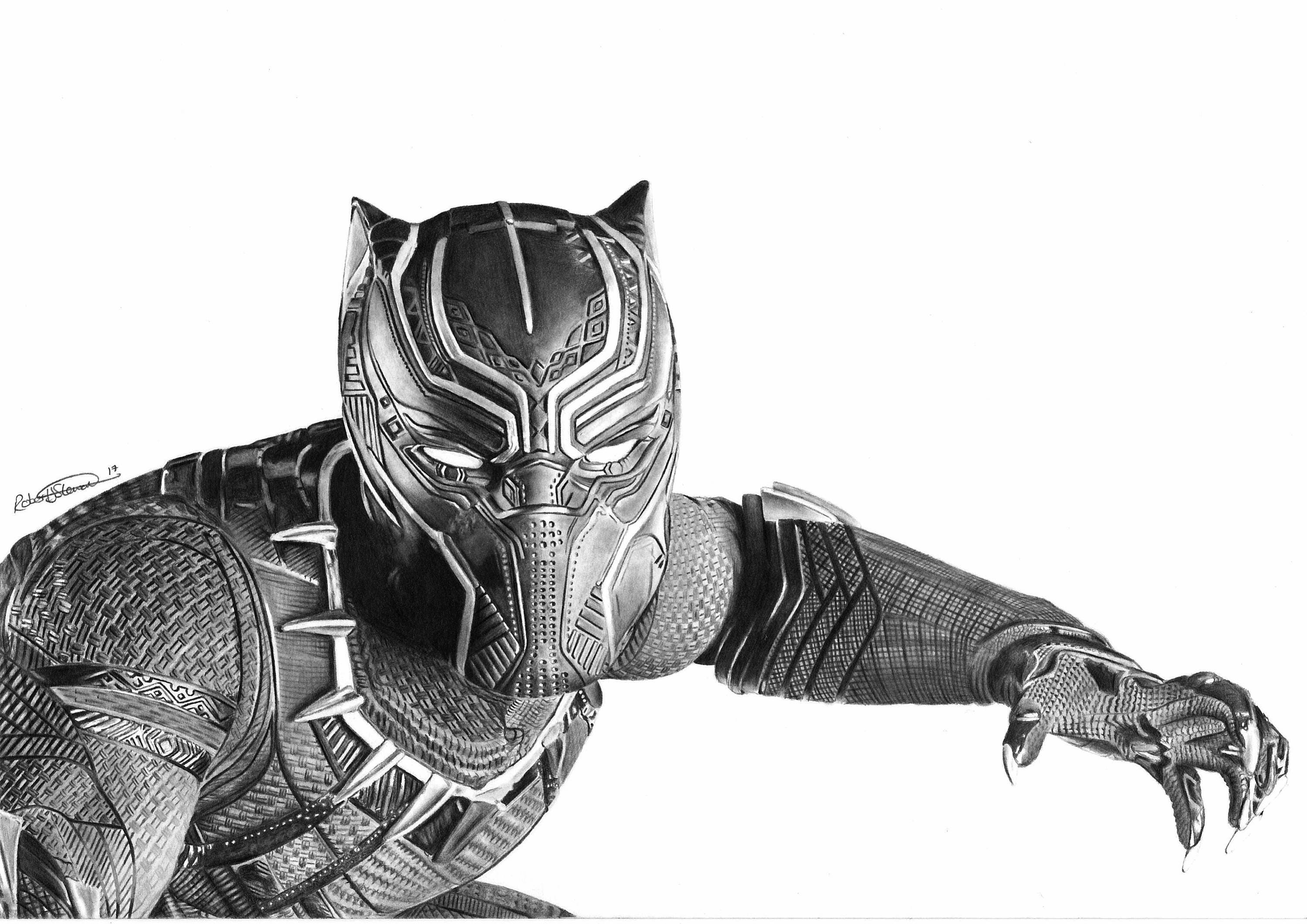 Black Panther A Print Of An Original Drawing By Robert J Etsy