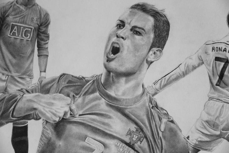 Cristiano Ronaldo A4/A5 Print of an Original Drawing by Robert J ...