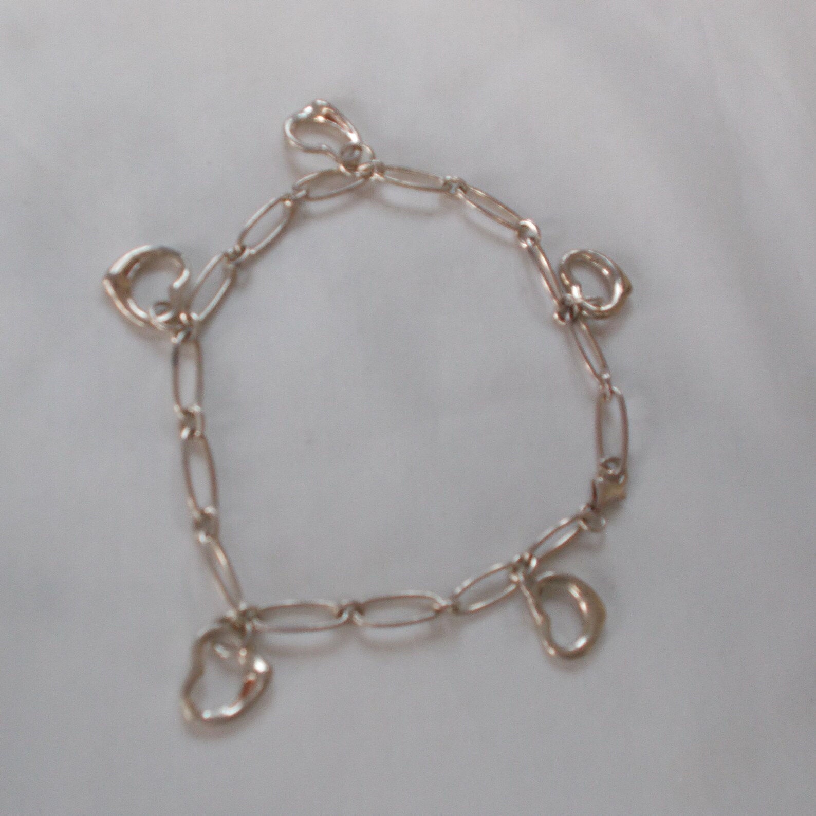 Ankle Bracelet. Sterling Silver with Heart Dangles. 1303 Etsy