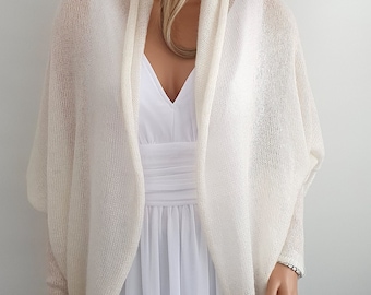 Hand Knit Mohair Silk Bolero, Wedding Shrug, Evening Cover Up