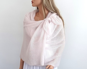 Handgebreide mohair-zijde trouwsjaal, bruidsomslagdoek