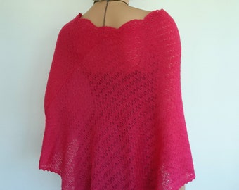 Hand Knit Mohair Poncho, Bridal Shrug, Size S-M