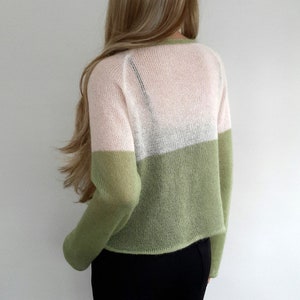 Kid Mohair and Silk raglan long sleeve Ladies &quot;Duet&quot; sweater. Wedding accessories, Bridal knitted Mohair Sweater, Women&#39;s Mohair clothing