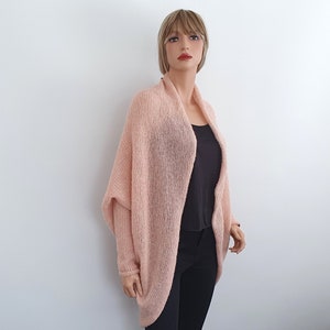 Super soft Alpaca Silk long sleeve knit bolero shrug cardigan. Wedding accessories, Bridal Pink Sand Shrug Bolero, Women&#39;s Clothing, Tops
