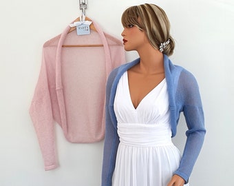 Hand Knit Mohair Silk Bolero – Wedding Shrug, Evening Cover-Up