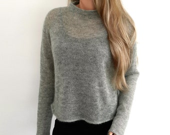 Hand Knitted Kid Mohair Silk Sweater, Bridal Wedding Accessory