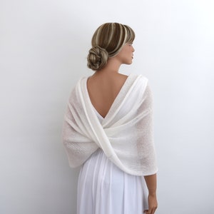 Hand Knitted White Mohair-Silk Bridal "Wedding" cape - shawl, Ladies shawl wrap. Wedding accessories. Mohair snood shawl caplet