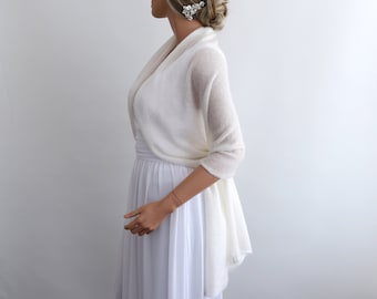 Handgebreide mohair-zijde trouwsjaal, bruidsomslagdoek, 40 kleuren