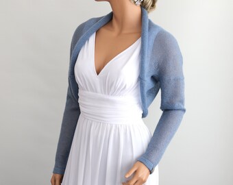 Silk Mohair Wedding Bolero Shrug, Long Sleeve Bridal Cover-Up