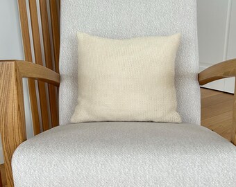 Natural colours wool pillow cushion, hand knitted Alpaca pillow, zipper cushion cover, custom knit pillow, knitted pillow case