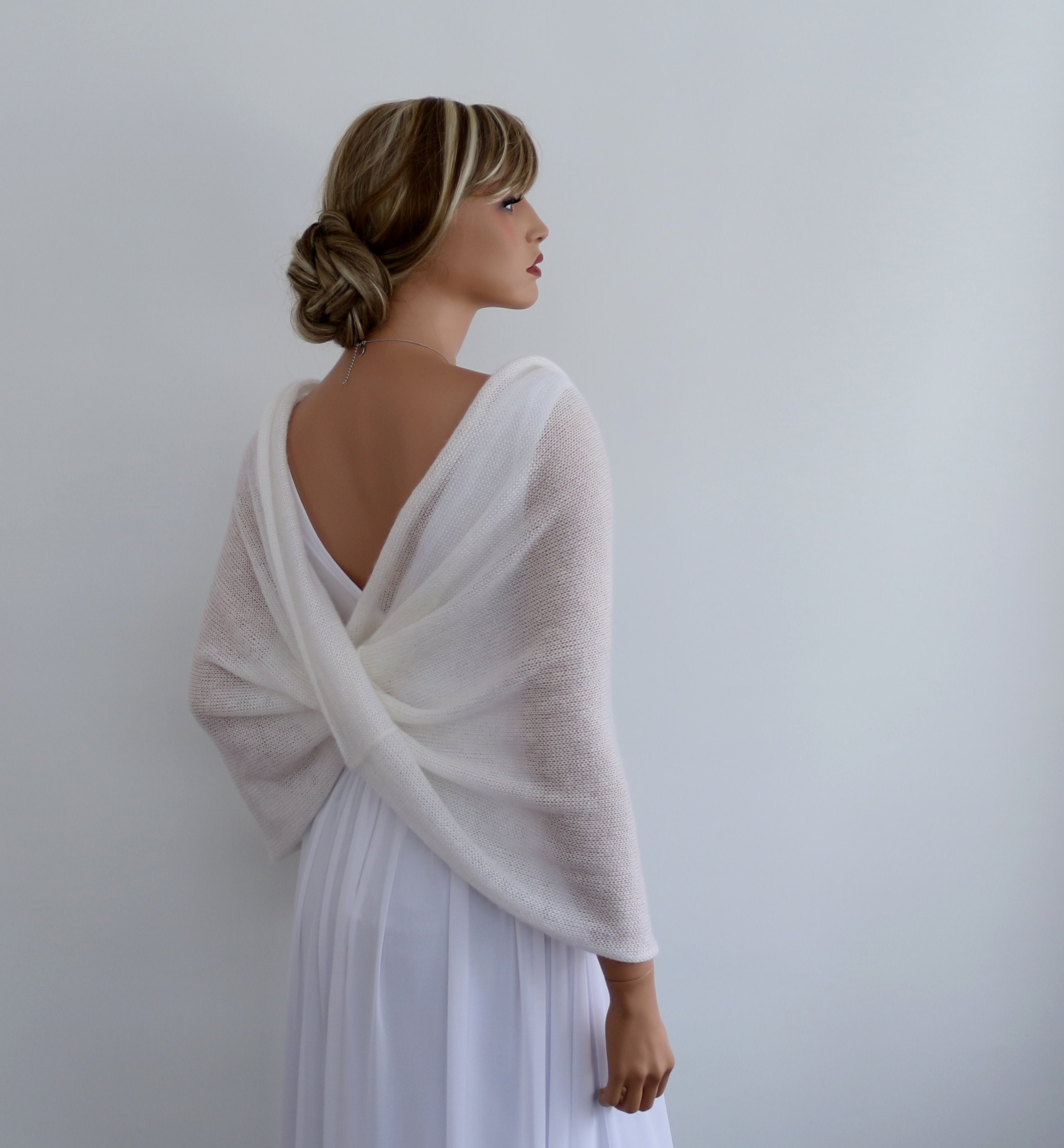 Knitted off White Mohair-silk Bridal wedding Cape - Etsy UK