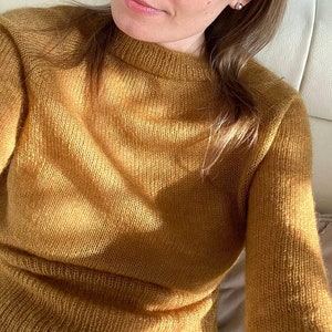 Super Kid Silk Mohair raglan long sleeve Women&#39;s &quot;Alexandra&quot; sweater. Hand knitted Mohair Silk Jumper, Sweater. Women&#39;s Mohair Pullover