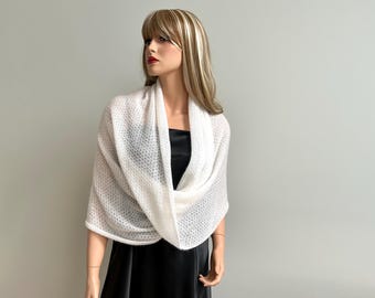 Handstickad Mohair Silke Brudsjal – Vit Bröllopskappa