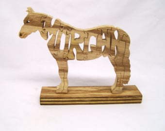 Morgan Horse, horse, farm animals, wooden shaped animal puzzles, handcrafted wood puzzles, home decor, wooden name puzzles, horses,