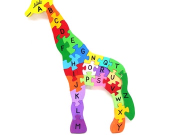 Giraffe puzzle, wooden Giraffe puzzle, wooden alphabet puzzle, alphabet wood puzzle, ABC wooden puzzle, wooden animal puzzle, animal puzzle