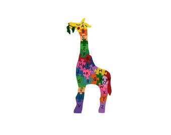 Giraffe puzzle, Giraffe, wooden Giraffe puzzle, wooden alphabet puzzle, alphabet wood puzzle, ABC wooden puzzle, wooden animal puzzle,