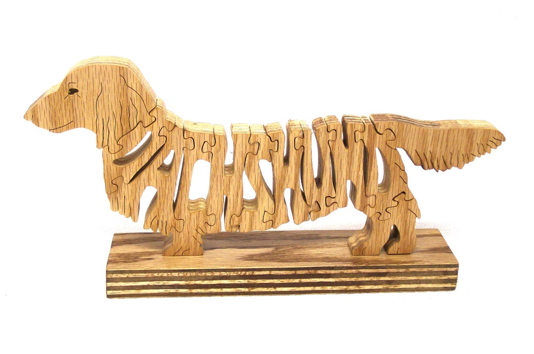 Wooden Dachshund Long Haired Dog Puzzle, Dachshund Long Haired Dog ...