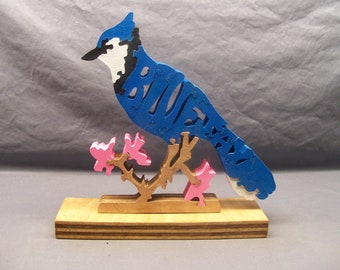 Blue jay, Blue jay bird, wooden animal puzzles, handcrafted wood puzzles, wooden name puzzles, wild birds, bird puzzles,