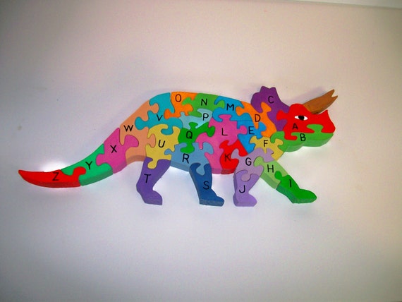 wooden dinosaur alphabet puzzle