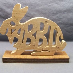 Rabbit, Rabbits, Easter Bunny, rabbit puzzle, handcrafted wood puzzles, wooden name puzzles, wildlife puzzles, animal puzzles for kids,