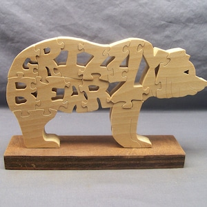Grizzly Bear, bears, bear puzzles, handcrafted wood puzzles, wooden name puzzles, wooden animal shaped puzzles, animal puzzles