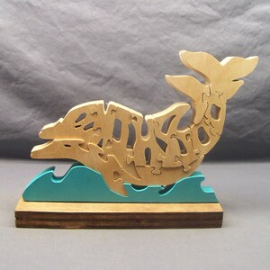 Dolphins, dolphin puzzle, hand crafted wood puzzle, wooden name puzzles, wooden animal puzzles, ocean fish, ocean creatures, wooden puzzles