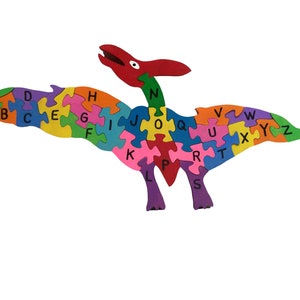 wooden alphabet puzzle, wooden dinosaur puzzle, dinosaur puzzle, wooden puzzle, wooden animal shaped puzzle, ABC puzzle, wooden toys