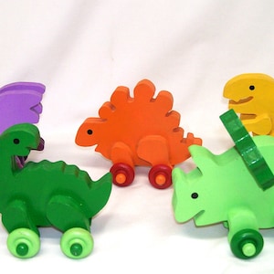 wooden dinosaur toys, wooden toys for toddler, wooden push pull toys, wooden animal on wheels, childs wooden toys, wooden animal toys,