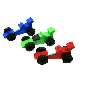 3 piece set wooden racing cars, red, green, blue, toy racing cars,  boys stocking stuffers, wooden toy cars, wooden toys, wooden cars