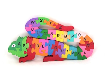 Wooden puzzle Lizard Alphabet