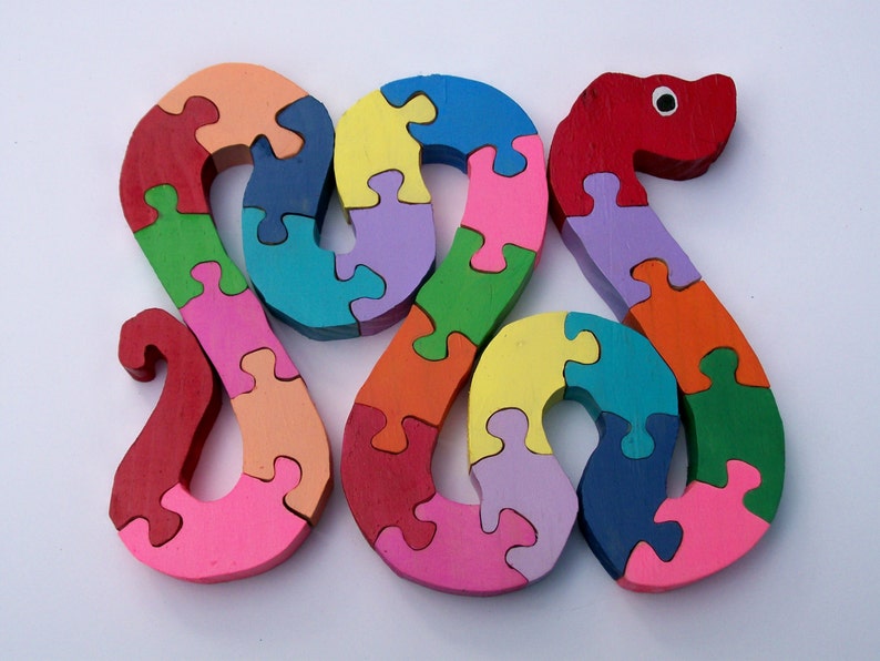 Wooden Puzzle Snake Alphabet | Etsy