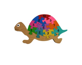 numbers puzzle, 1-10 numbers puzzle, wooden turtle puzzle, turtle puzzle, numbers puzzle, wooden animal shaped puzzle, games and puzzles,