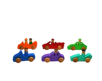 6 Bright colorful cars, environment friendly,  gift for kids,  stocking stuffers, wooden toy cars, kids birthday gift, wooden car, toy cars