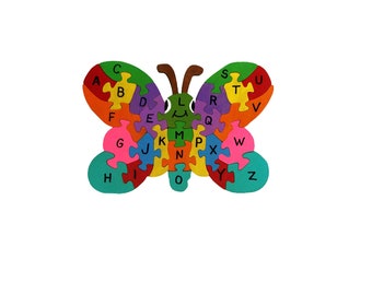 butterfly alphabet puzzle, kids educational puzzle, butterfly  puzzle, wooden butterfly puzzle, butterfly wooden puzzle, kids birthday gift
