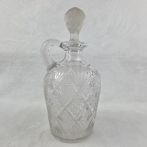 1890s Flint Glass Co. EAPG Peerless Cruet Decanter Pressed Glass &quot;Sun Purple&quot;