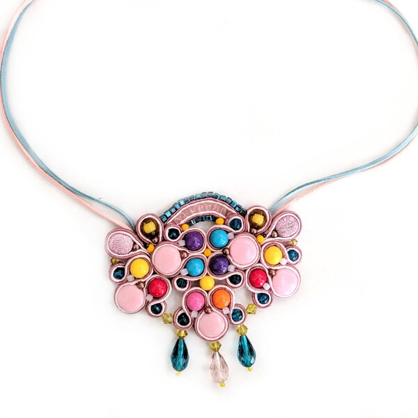 Soutache necklace - Colorful necklace - Statement piece - Chunky necklace - Fashion jewelry - Soutache jewelry - Big bold necklace