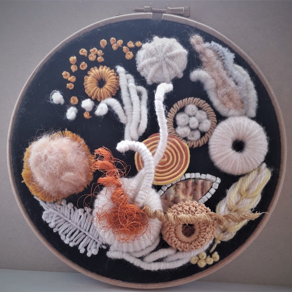 Hand embroidery wall art/ 3D Embroidery Hoop Art