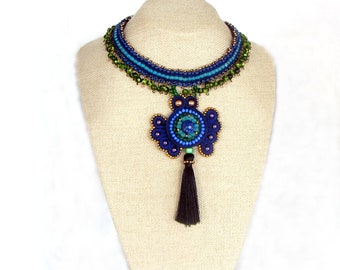 soutache choker - dark blue choker