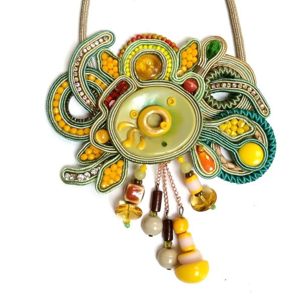 Collana Soutache - gioielli Soutache - Gioielli Glamour - Collana Chunky - Big Bold jewelry - Grandi gioielli - Dichiarazione