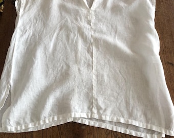 Excellent quailty white linen Greek Summer women medium 104
