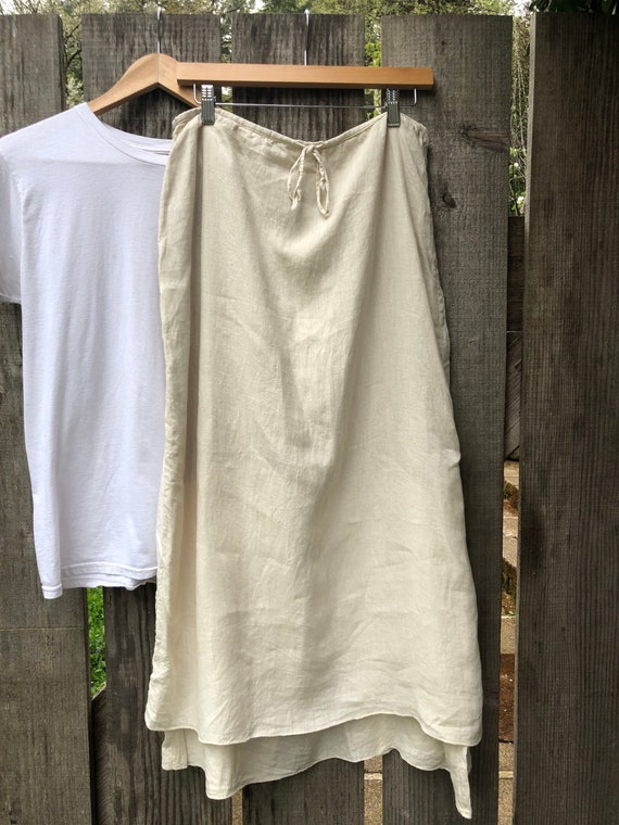 Double Hemline Linen Lagenlook skirt