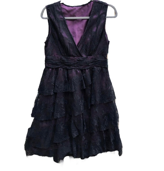 Gypsy Flamenco Purple And Black Lace Dress