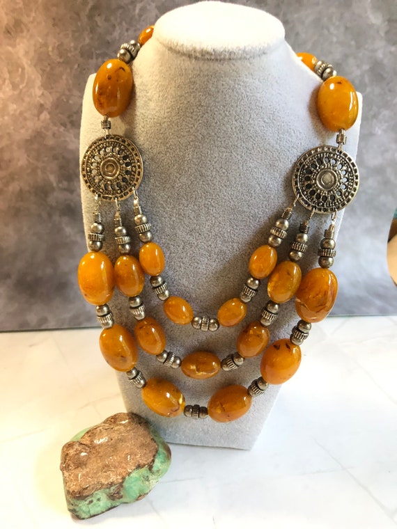 Beautiful Tribal Stone Vintage Bib Necklace